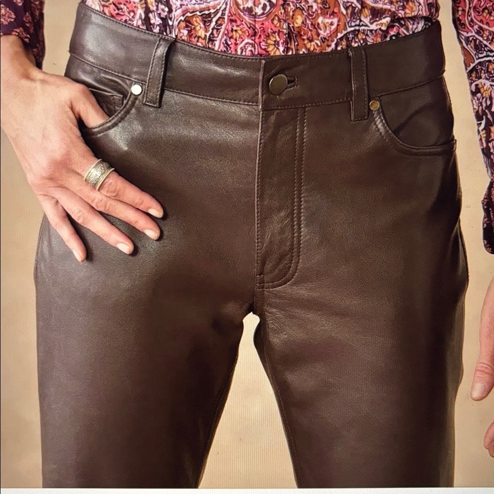 Sundance Women’s Brown Soft Leather Ankle Pants Sz. 32 - NWT - Picture 1 of 14